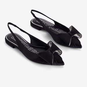 Rhinestone Bow Slingback Flats